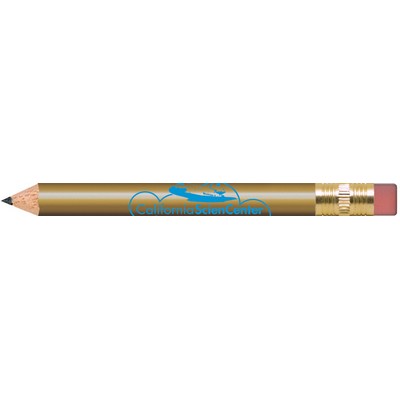 Gold Round Golf Pencils with Erasers