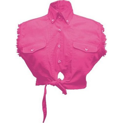 Pink Ladies Sleeveless Tie-Up Crop Shirt