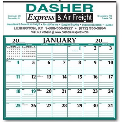 Lined Memo Half Apron Calendar