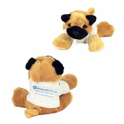 8" Mr. Pugster Pug Puppy Stuffed Animal w/T-Shirt & One Color Imprint