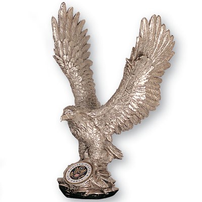 11½" Bright Silver Resin Eagle w/2" Medallion Space