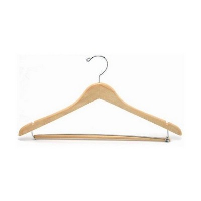 Contoured Natural Wooden Suit Hanger w/Locking Bar