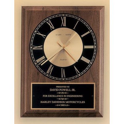 American Walnut Vertical Wall Clock with Square Face 8 x 10"