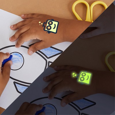 2" x 2" Custom Glow-In-The-Dark Temporary Tattoos