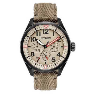 Citizen Men's Chandler Eco-Drive Watch, Tan Cordura Strap and Sand Color Dial