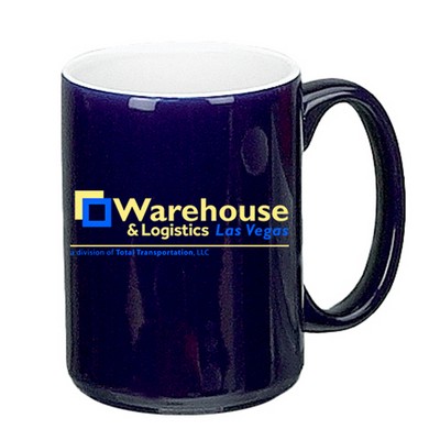 15 Oz. El Grande 2 Tone Mug (Cobalt Out/White In)