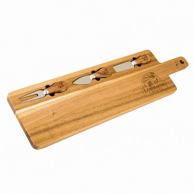 Premium Acacia Paddle & Utensils Cheese Set