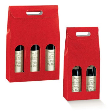 Rosso Red Pebble 2 Bottle Italian Wine Carrier Box