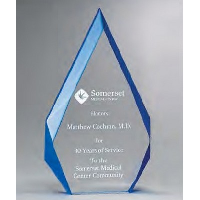 Flame Series Clear Acrylic Award w/Blue Accented Bevels (6.25"x 9.875")