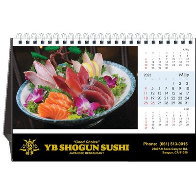 Sushi Time 2025 Desktop Calendar w/Foil Stamped Hardboard Easel