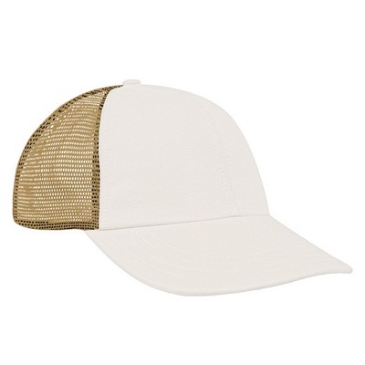 USA Made Contrast Mesh Back Brushed Front Dad Cap w/Snapback Closure