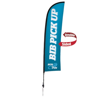 13' Premium Blade Sail Sign Flag, 2-Sided, Ground Spike