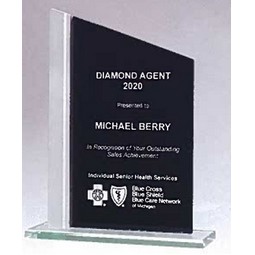 Zenith Series Black Silk Screened Glass Award w/Brushed Aluminum Post (6.125"x 8.75")