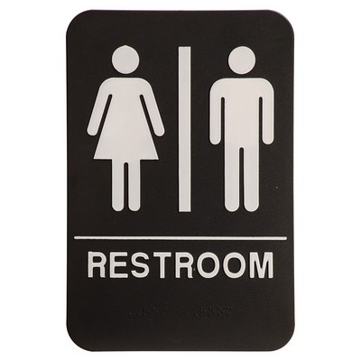 Kota Pro ADA 6" x 9" Black/White Unisex Accessible Restroom Sign