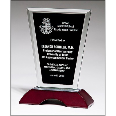 Clear Glass Award with Black Silk Screened Center (6"x8")