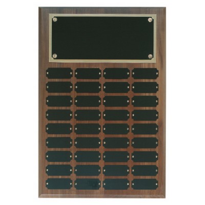 36 Plate Genuine Walnut Completed Perpetual Plaque