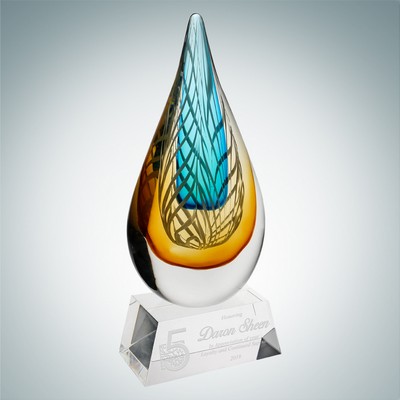 Art Glass Desert Sky Award w/Clear Base