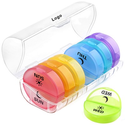 Daily Pill Organizer AM/PM Medicine Case Round