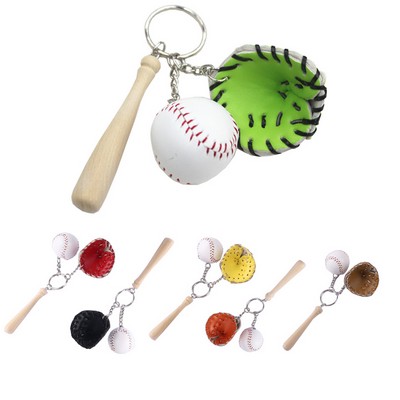 Leather Baseball Keychain