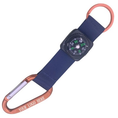 Mountaineer Buckle/Carabiner Lanyard With Key Ring And Compass