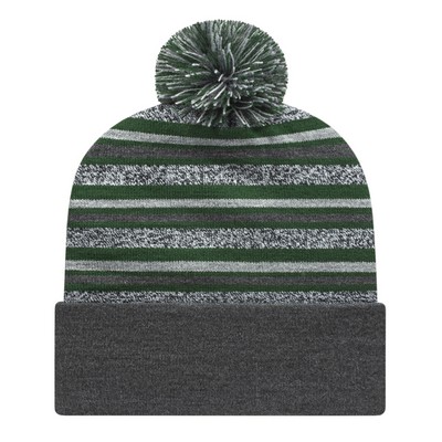 Cap America® USA Made Striped Knit Beanie (Blank)