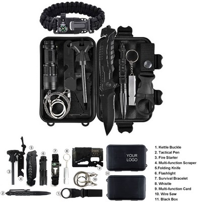 Outdoor 11 in 1 Multi-Functional Camping Survival Kit