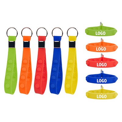 Stress Pop Key Chain / Push Pop Fidget Wrist Strap Keychain