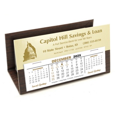 VIP Deskretary Paper Holder Desk Calendar, Ivory/Woodgrain