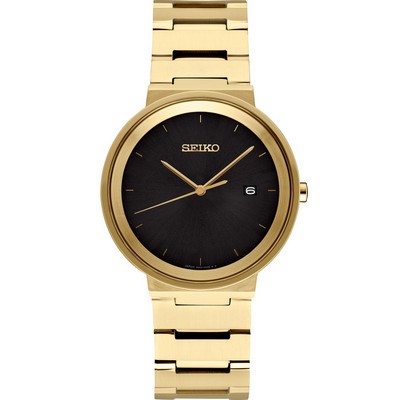 Seiko Men's Essential Contemporary Gold Finish Watch w/Black Dial