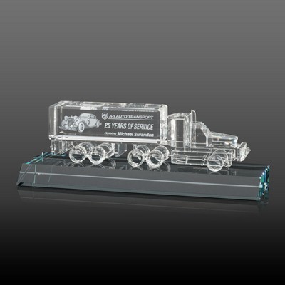 Crystal 18 Wheeler on Base (3D) - Optical/Clear 7"