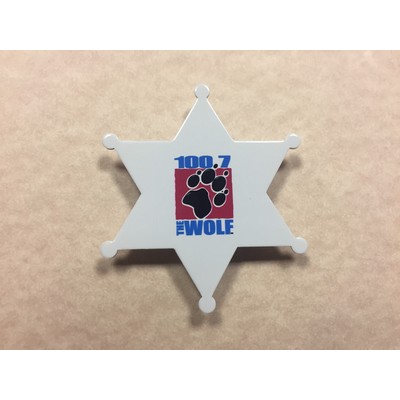 Aluminum 6 Point Star Badge with a Full Color, Sublimated imprint. Made in the USA