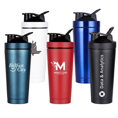 25oz Stainless Steel Protein Shaker Bottle.