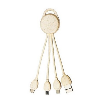 4 in1 Wheat Straw Universal Charging Multi Tip Cable