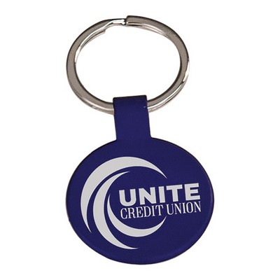 1 1/2" Blue Laserable Round Keychain