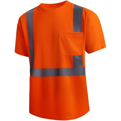 High Visibility Safety Reflective T-Shirts Quick Dry Orange