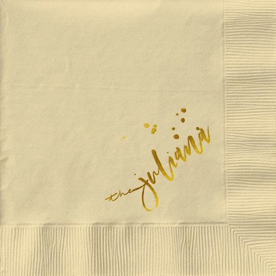 Ivory Cocktail 3-Ply Beverage Napkins - Custom Foil Print