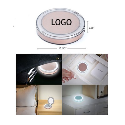 Folding Round Travel Light Up Comparison Mirror USB