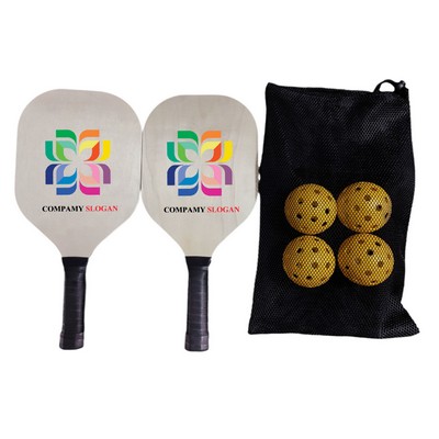 Wooden Outdoor Pickleball Paddles Set