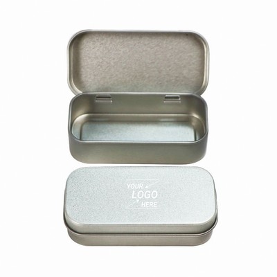 Rectangular Metal Storage Tin with Hinged Lid