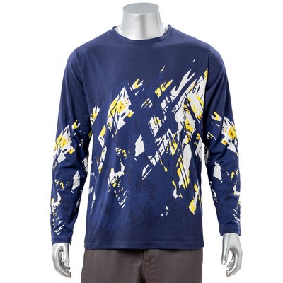 100% Cotton Full Color Reactive Digital Print Men's Long Sleeve T-Shirt - 5.3 oz