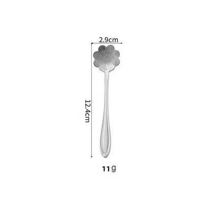 4.88 Inch Silver Coreopsis Shape Stainless Steel Coffee Spoon