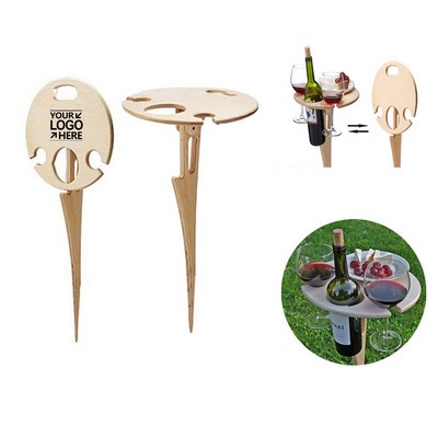 Portable Wood Wine Table For Backyard/Beach