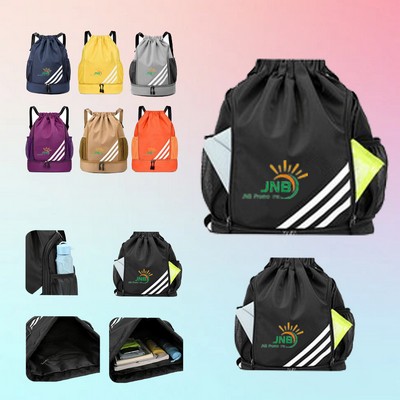 17" Oxford Cloth Drawstring Basketball Backpack with Multiple Pockets