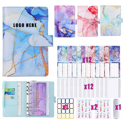 A6 Colorful Marble Style PU Budget Planner Notebook