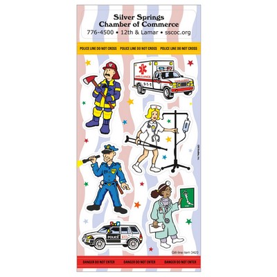 Children's Fun & Fantasy Stickers | 3 1/4" x 7" Sheet | Police & Emergency