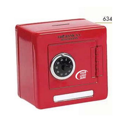 5"x5" Red Metal Safe Bank