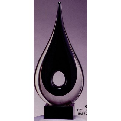 Art Glass Sculpture - Dark Brown Teardrop w/ 1 Hole