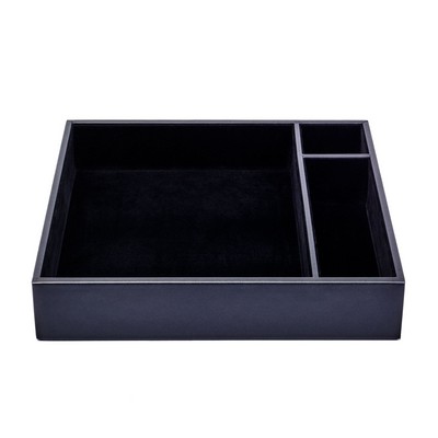 Top Grain Leather Classic Black Enhanced Conference Room Organizer