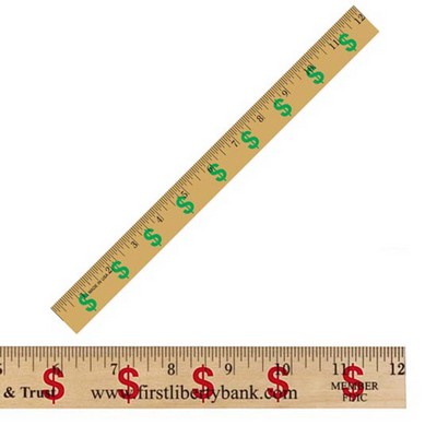 12" Clear Lacquer Wood Ruler w/Dollar Sign (Financial Background)