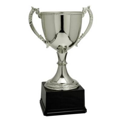 Cup Trophy, Silver Zinc Metal & Weighted Base - 8 3/4"